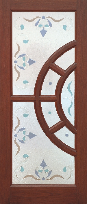 crafted wooden glass door
